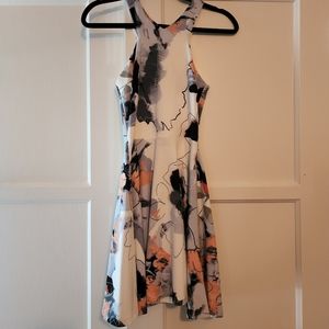 Aqua Abstract Print Fit & Flare Dress Size S